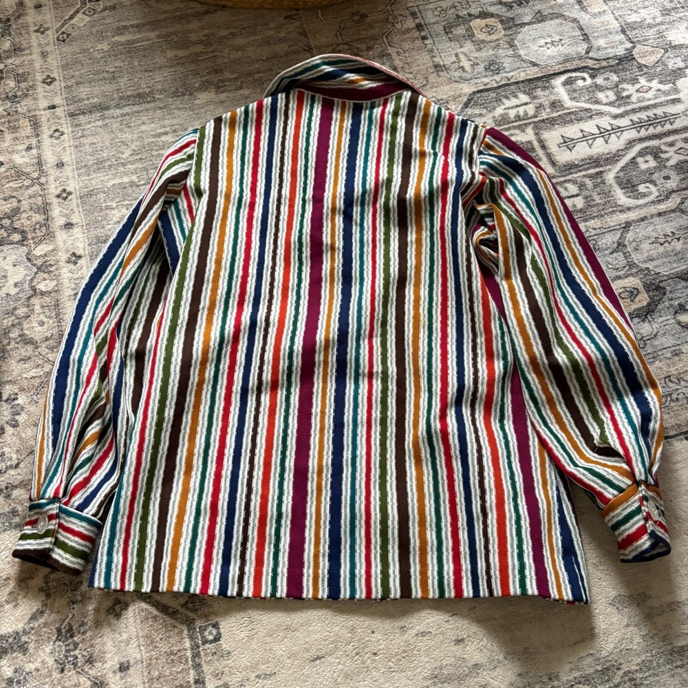 Vintage 70s striped long sleeve shirt size M multi color - Picture 6 of 10